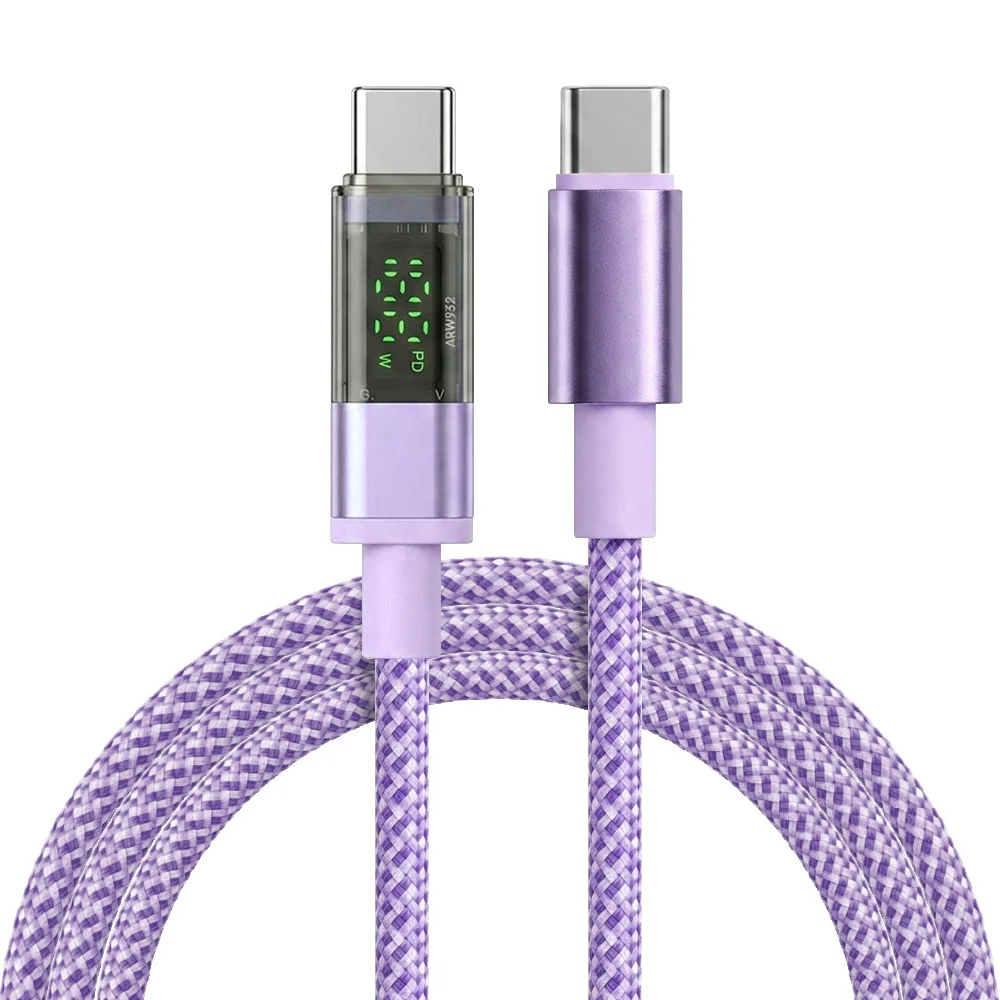 Фото Кабель USB-C PD 240W для быстрой зарядки, Type-C - Type-C, с дисплеем, для Xiaomi POCO F3, Realme, Macbook, iPad №3