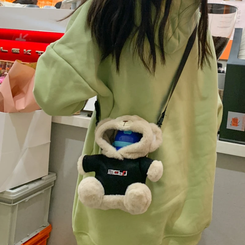 Girl Boy Plush Cup Cover Cute Rabbit Children Students Water Cup Cover Fashion Messenger Shoulder Bags