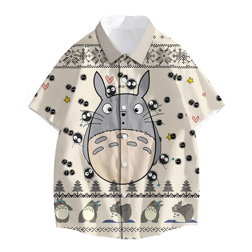 Japan Miyazaki Hayao Anime My Neighbor Totoro Shirt 3D Printed Street Fun Hawaiian Shirt Summer Casual Beach Shirts Short Sleeve