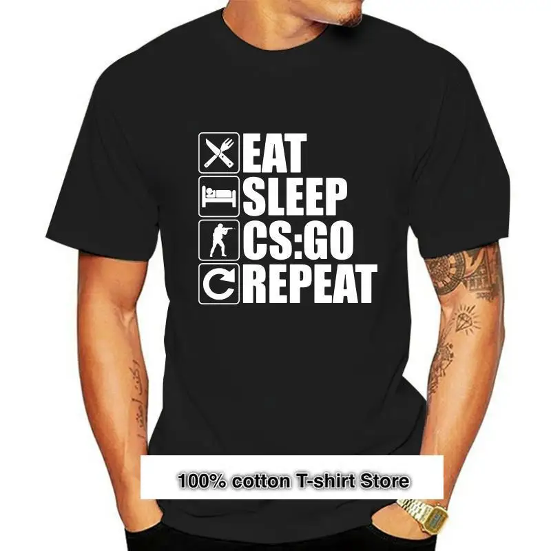 

Camiseta con Logo Eat Sleep CS GO Repeat, talla S-XXL, novedad de 2020