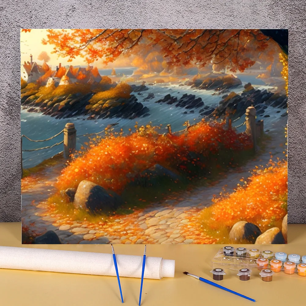 

Paint By Numbers For Adults DIY Digital Painting Lanscape Autumn Tree Picture With Number Kit Wall Art Home Decor Unique Gift