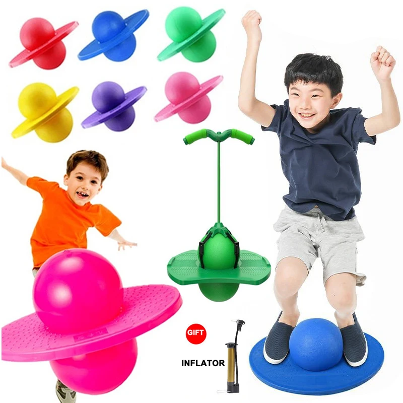 

Children's Adult Bouncing Ball Inflatable Jumping Toy with Handle and Pump Balance Exercise Indoor and Outdoor Sports Toys Child