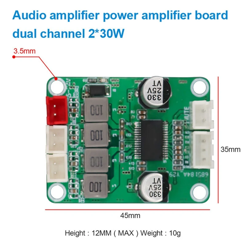 TPA3118D2 Digital Stereo Audio Amplifier Board 30W&amp30W 2.0 Channel Module DC 12-24V