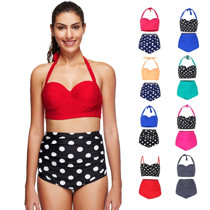 

Sexy Beach Dot Swimming Suit High Waist Bikini Set Women Push Up Swimsuit Biquini Swimwear Bathing Suit Women Plus Size XXXL