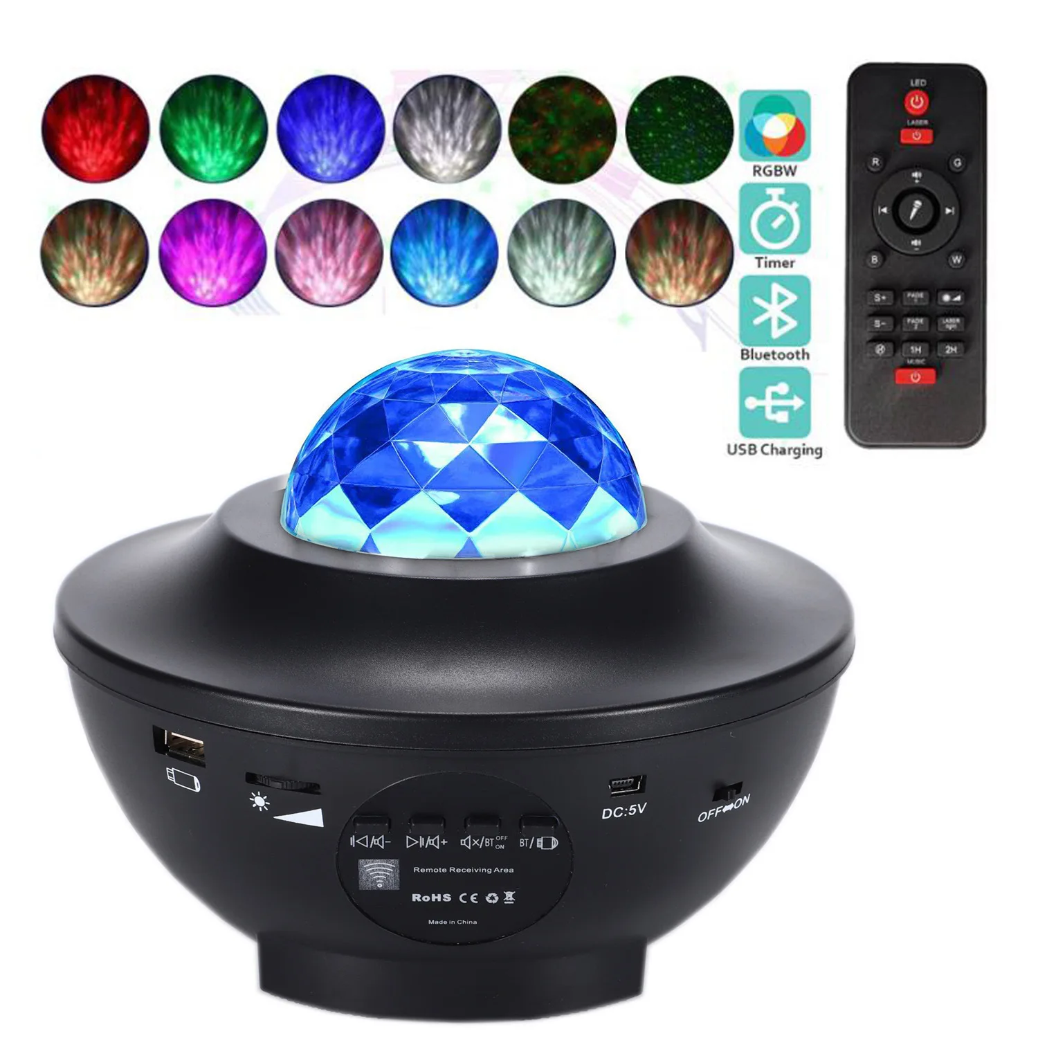 

USB Water Flame Light Bluetooth Music Ocean Star Light Projector Light Night Light Laser Stage Projection Light