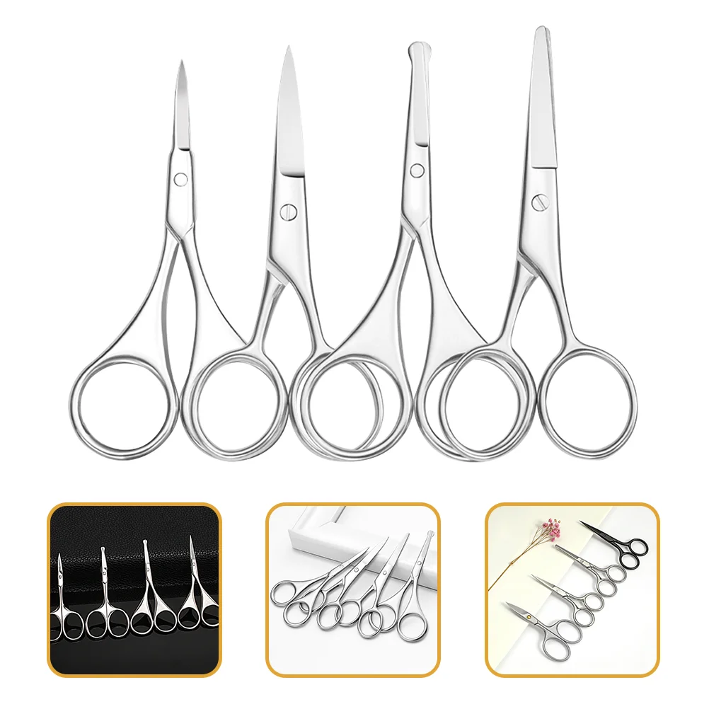 

4pcs Grooming Trimming Scissors for Nose Hair Mustache Facial Hair