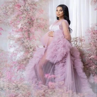 classic fuffly tulle maternity gowns for photo shoot v neck ball gown ruffles pregnancy dresses