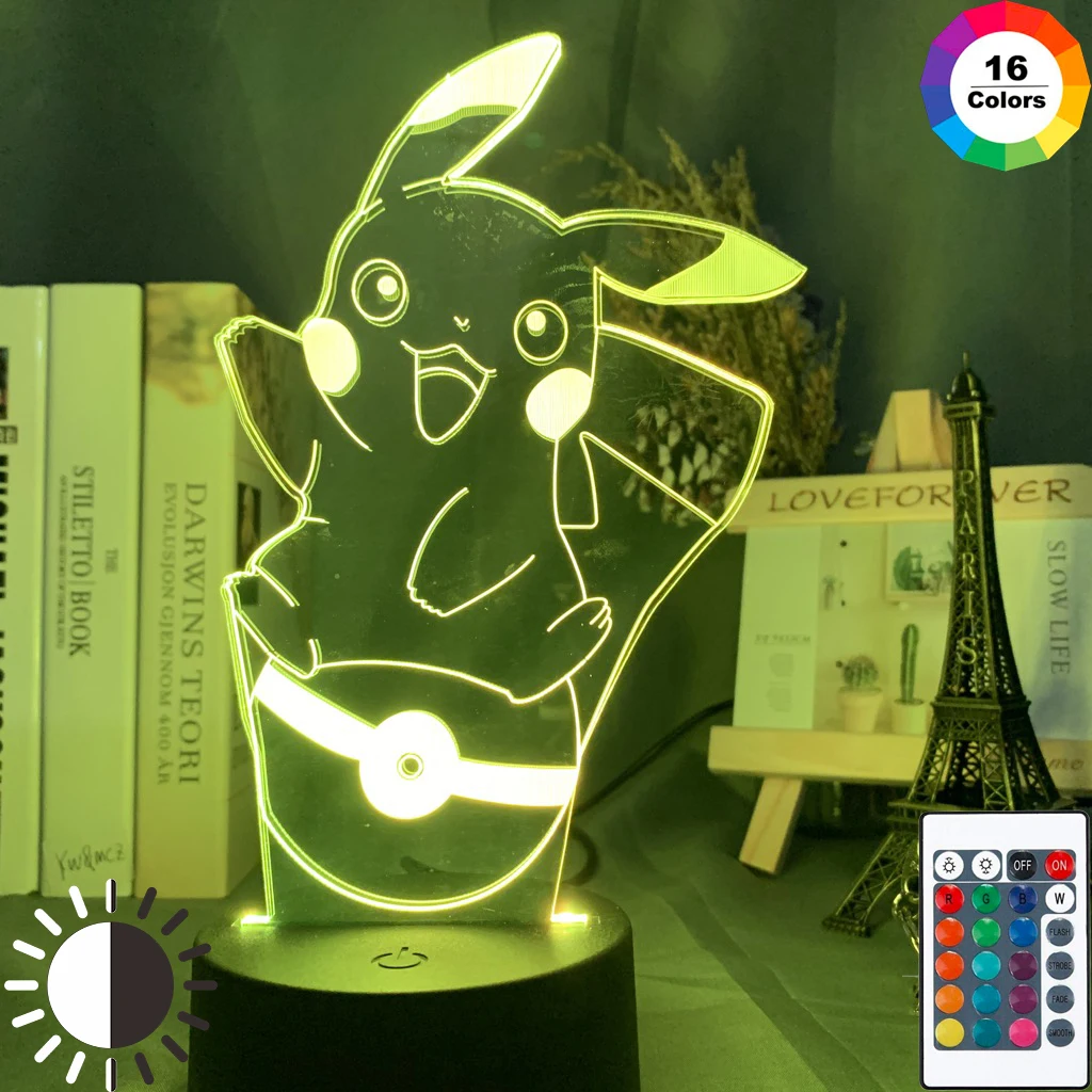 

Pokemon Pikachu 3D Led Night Light Pikaqiu Anime Cute Lamp Pocket Monster Colorful Lighting Kids Gift Lampara Touch Sensor