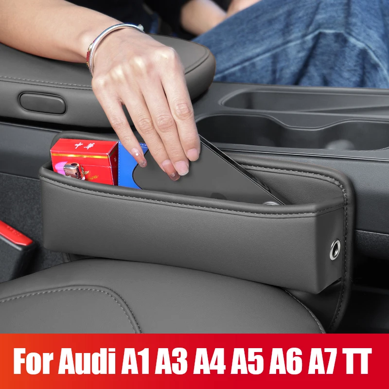 

For Audi A1 A3 8L 8P 8V A4 B6 B7 B8 B9 A5 A6 C5 C6 C7 C8 A7 A8 TT 8J MK2 MK3 TTS Car Seat Crevice Gap Storage Pocket Accessories