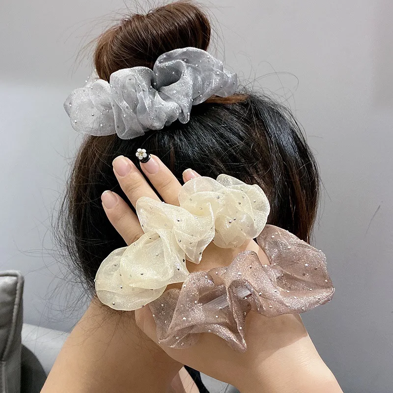 

Oversized Hair Scrunchies For Women Solid Organza Scrunchie Hair Rubber Bands Elastic Hair Ties Accessories Ponytail Holder