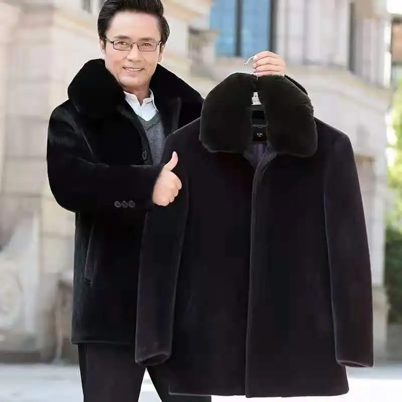 

2023 Winter Mens Faux Fur Designer Jackets Hombres Warm Windbreaker Long Artificial Mink Outerwears Coats Black Thick Coat E469