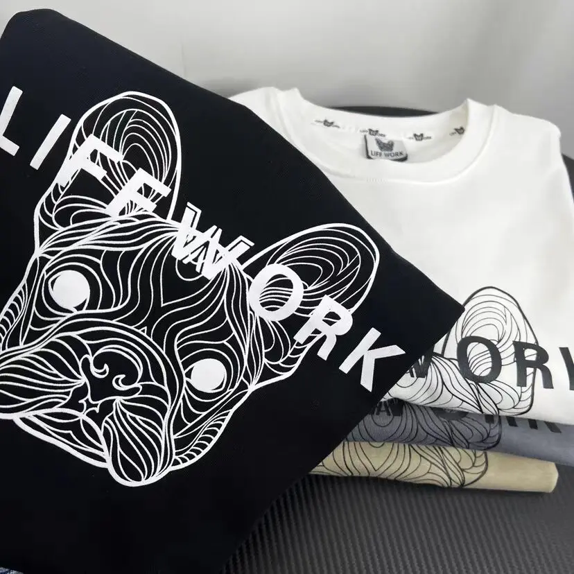 

2023 Роскошная летняя Корейская футболка с круглым вырезом Модная брендовая Футболка с принтом собаки Высококачественная хлопковая футболка для мужчин и женщин