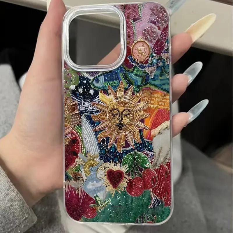 Фото Винтажный чехол для телефона с иллюстрацией, для IPhone 16, 15, 14, 13, 12, 11 Pro Max 7, 8 Plus, двухслойный силиконовый мягкий чехол с защитой от падения №4