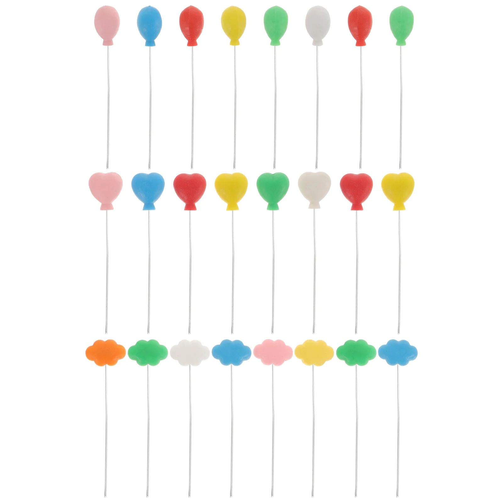 

24 Pcs Mini Colorful Balloons Playset Accessories Stick Cake Decoration Miniature Toy Ornament Plastic House