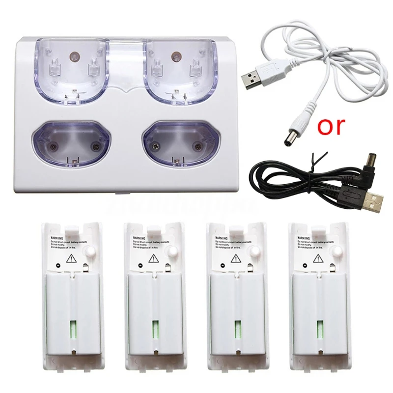 

4 in 1 LED Remote Control Charging Dock Station + Rechargeable 4 x 2800mAh Battery USB Cable for Wii / for Wii U