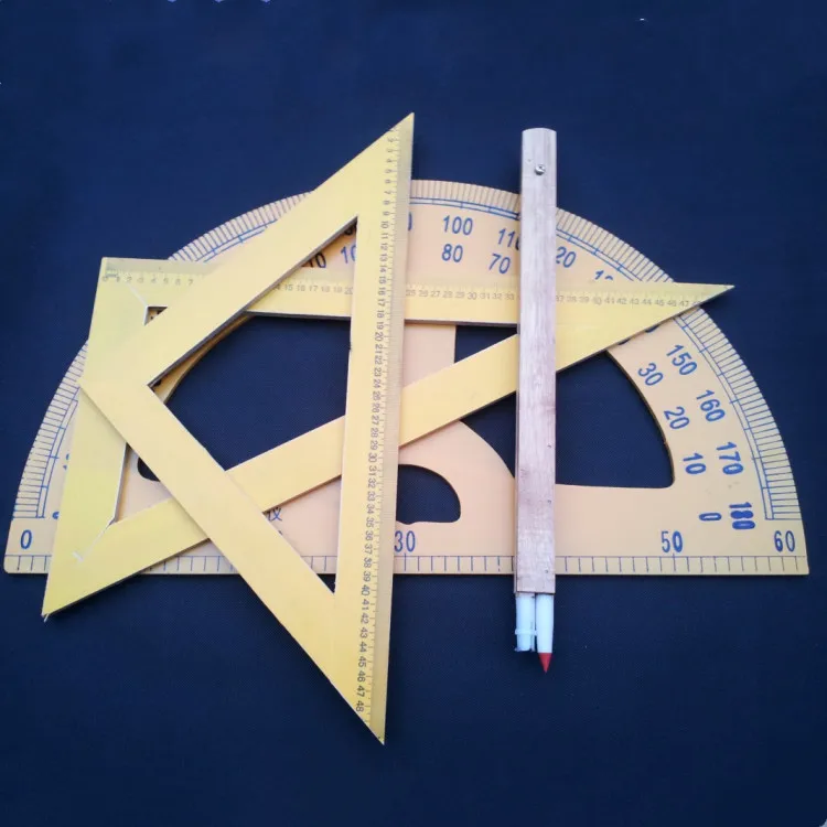 

Triangle board, ruler, compass, protractor, four-piece set, wooden, drawing, teaching aids, large free shipping