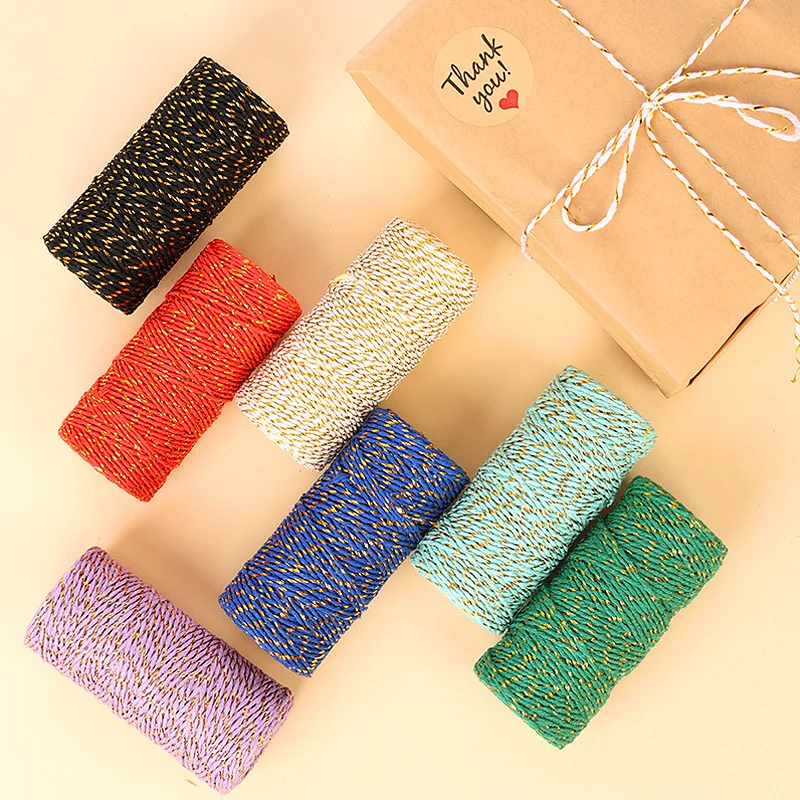 

50m 1.5mm Gold Silk Cotton Cord Thread Diy Handmade Weaving Yarn Threads Multicolor For Chinese Knot Handicraft Gift Box Rope