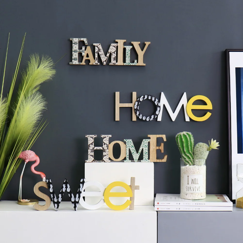 

1PC Tabletop Distressed Wooden Hanging HOMe English Letter Wall Decor for Word Word Decor Sitter Room decor