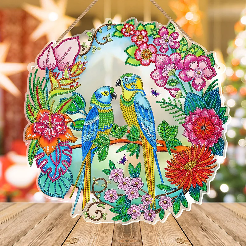 Diy Diamond Painting Wreath Decoration Window with LED Acrylic Door Hanging Christmas Wreat |