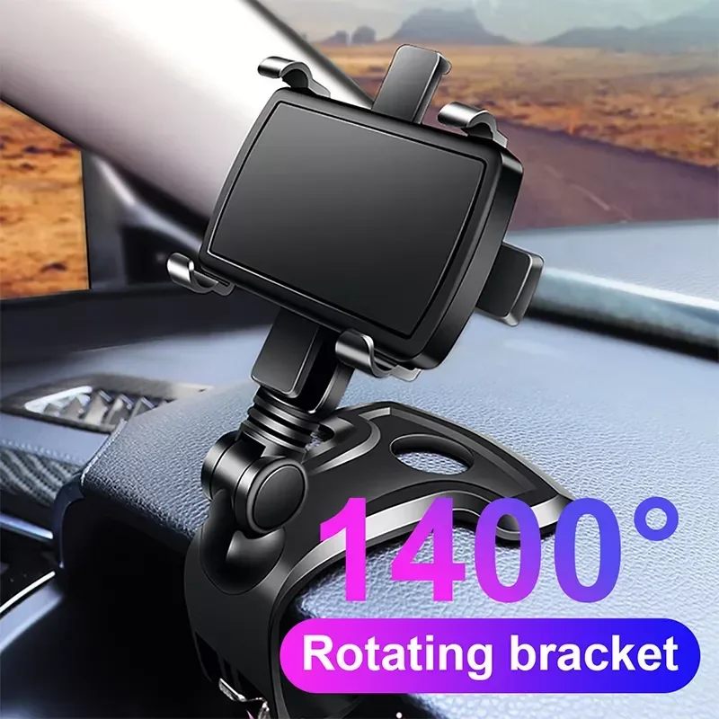 

1440 Degree Dashboard Cell Mount Multifunctional Sun Visor Mirror GPS Car Rack Holder Bracket