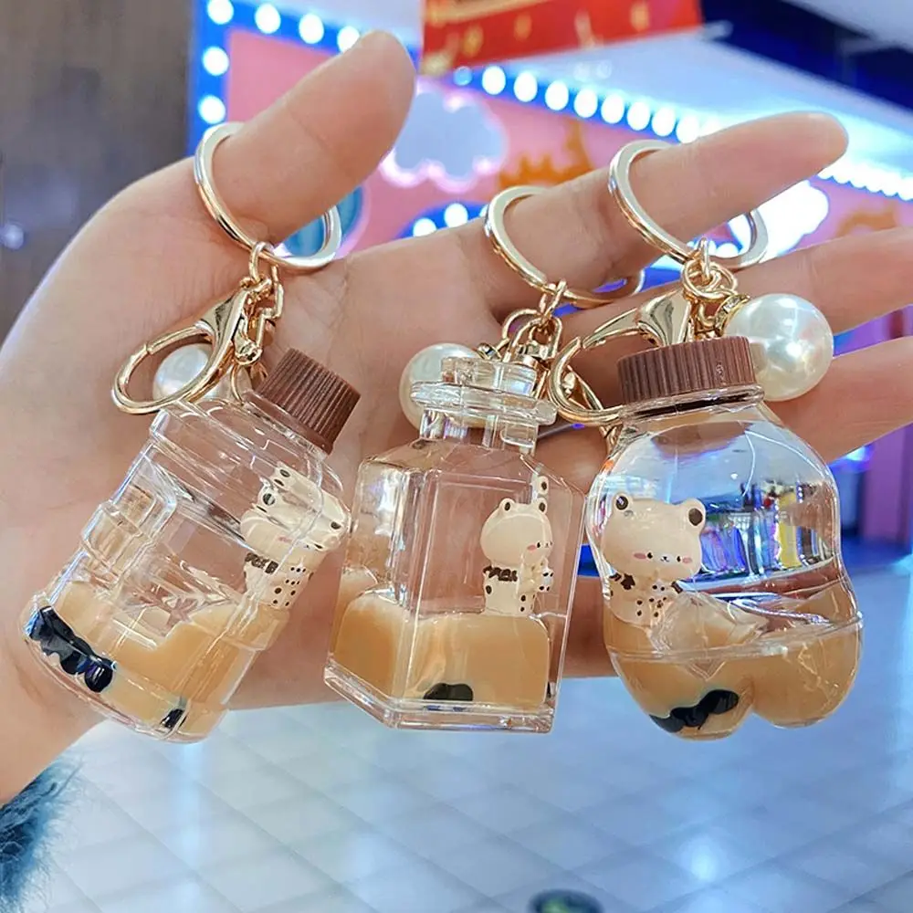 

Bag Key Ring Jewlry Ornaments Women Kids Milk Tea Bottle Keychain Key Holder Pearl milk tea Key Ring Car Key Chain