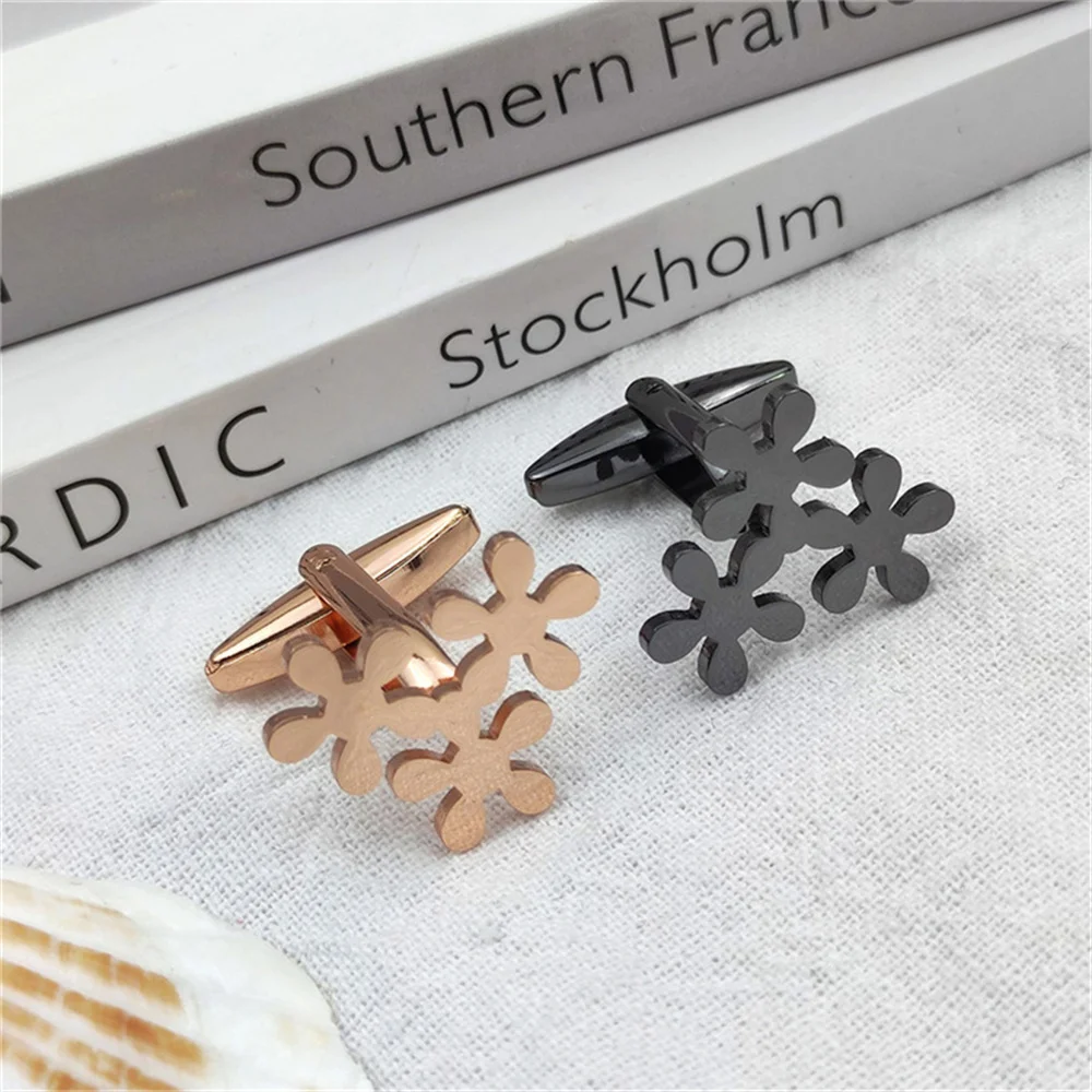 

1 пара серебряных запонок для мужчин из нержавеющей стали, персонализированные запонки золотого цвета в форме цветка для французского костюма, Женские аксессуары, ювелирные изделия для помолвки