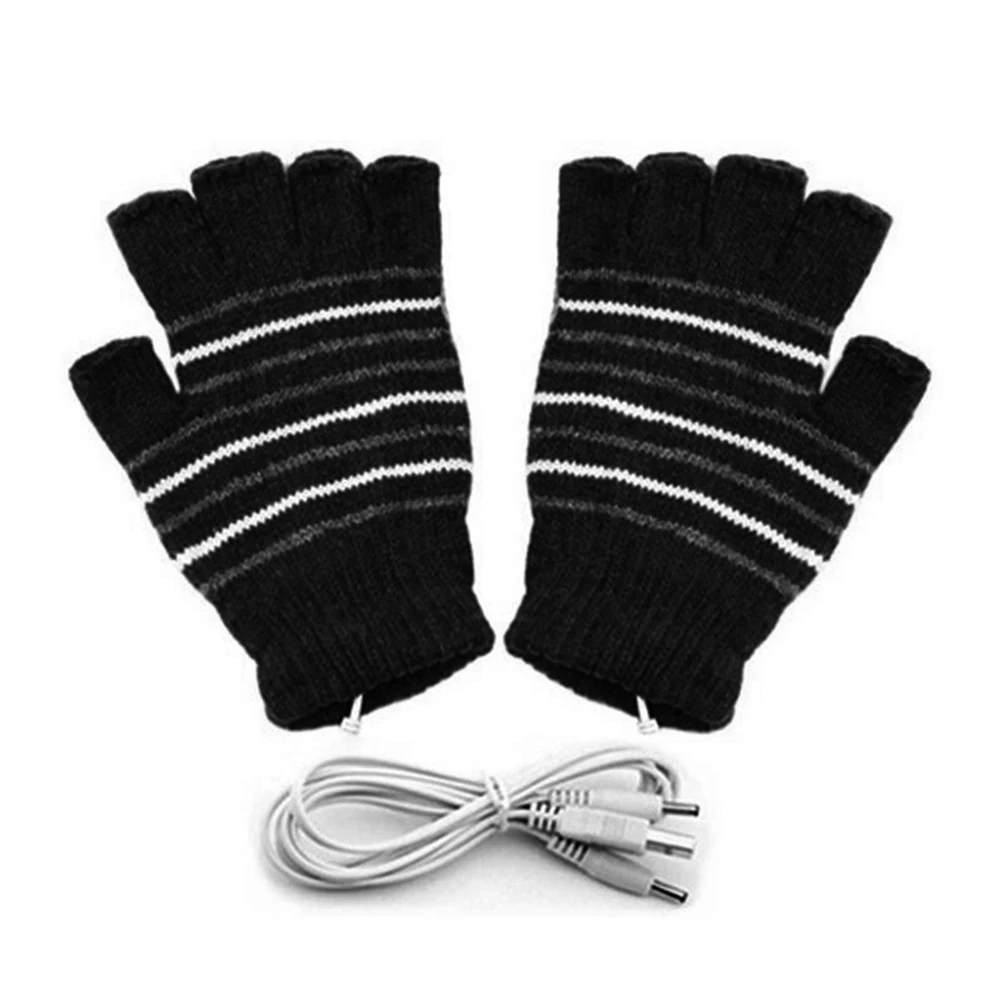

2pcs Skiing With Cover Heating Gloves Winter Warm Practical Washable Knitting Mitten USB Connection Sports Outdoor Cycling