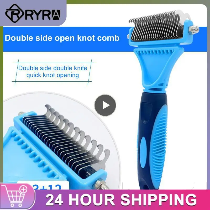 

Pets Fur Knot Cutter Dog Grooming Shedding Tools Pet Cat Hair Removal Comb Brush Double Sided Pet Products Suppliers