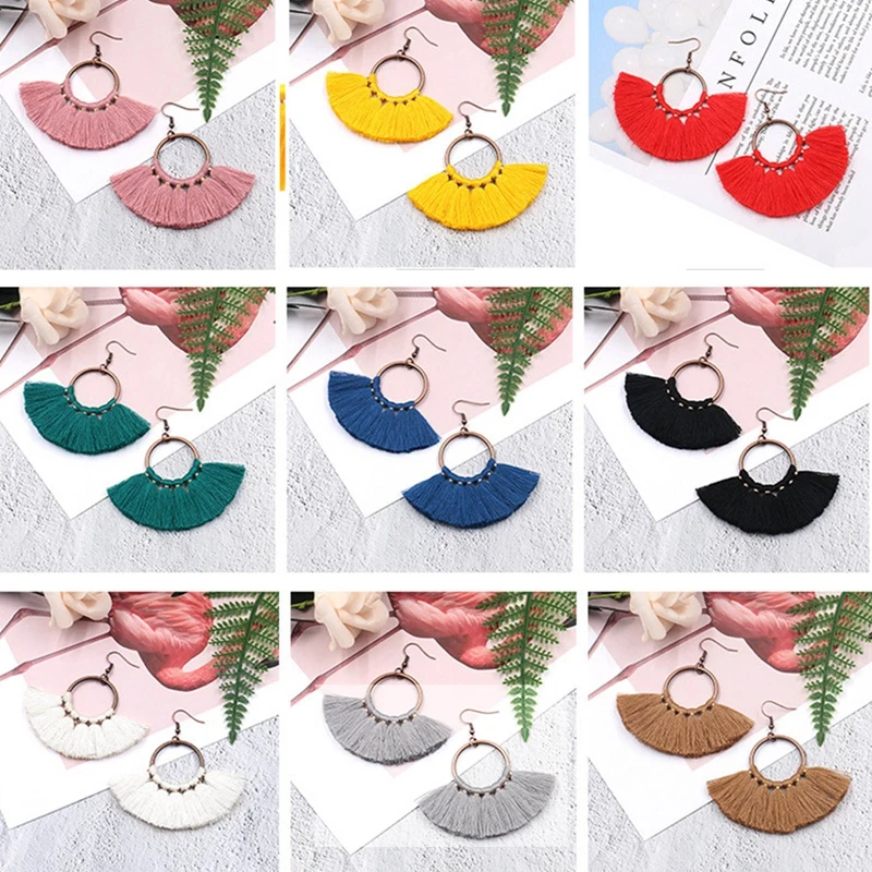 Новые богемные серьги с кисточками ручной работы, украшения в стиле бохо, Женские Ювелирные украшения для девочек Новые богемные серьги с кисточками ручной работы, украшения в стиле бохо, Женские Ювелирные украшения для девочек