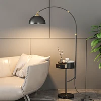 2022 New Modern Modern LED Wireless USB Charger Gold Black Metal Floor Lamp With Drawer  Living Room Beside Floor Lamp