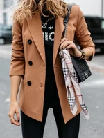 women solid colors long sleeve formal suit office lady double breasted casual commute blazers urban woman black leisure blazers