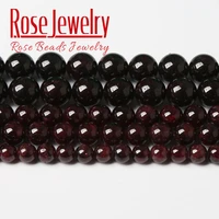 a natural garnet beads dark red garnet round loose stone beads for jewelry making diy bracelet accessories 4mm 12mm whlolesale