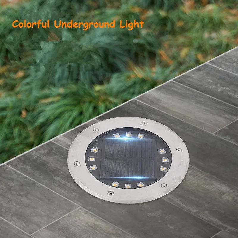 Solar Lights Outdoor Underground Light Garden Deck Lights Step Terrace Floor Light Stair Compressive Colorful Ground Lighting 8w