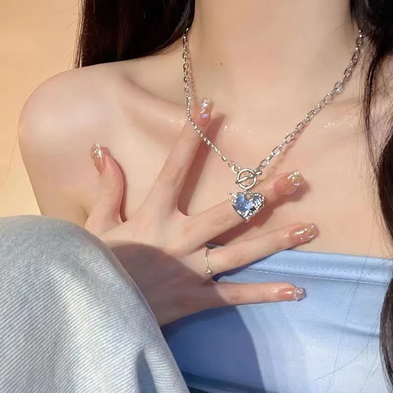 

2023 Kpop Vintage Goth Y2K Love Heart Zircon OT Buckle For Women Egirl EMO Punk Grunge Collares Aesthetic Jewelry Accessories
