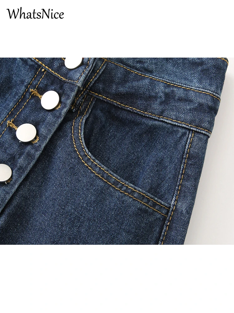 Юбка женская джинсовая ассиметричная на пуговицах модная Повседневная Длинная