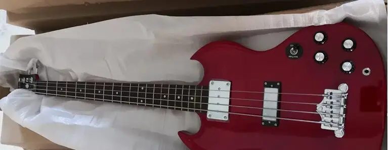 

free shipping red electric guitar bass 4 string bass 400 62
