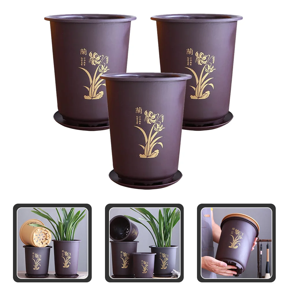 

3 sets of Orchid Flowerpots Orchid Planting Pot Planters Indoor Plants Pots