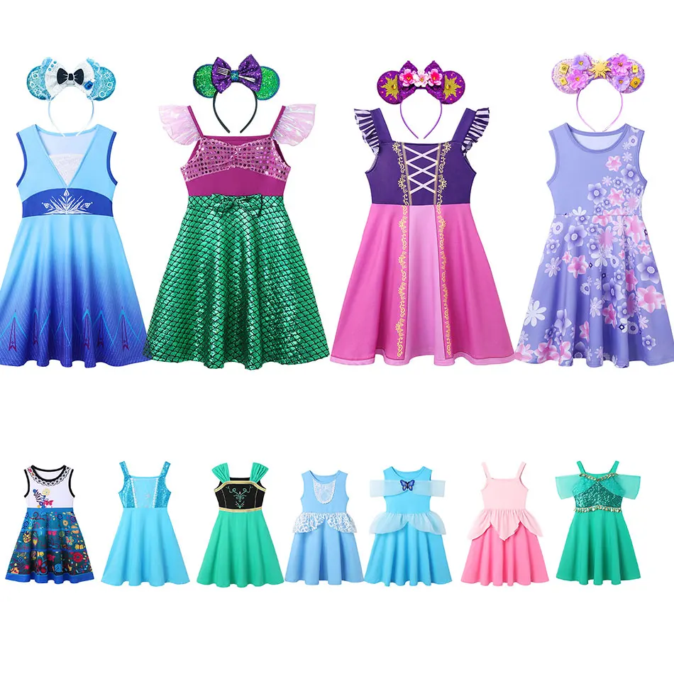 

2023 New Dress for Kids Girl Elsa Anna Encanto Costume Summer Sleeveless Vestidos Children's Princess Dresses Baby Girl Clothing