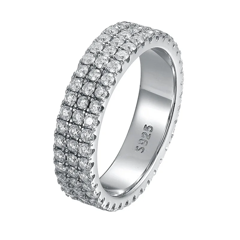 

LORIELE полное кольцо с муассанитом, Женское кольцо с серебряным покрытием 18k, кольца вечности в стиле хип-хоп для мужчин, сверкающее Ювелирное Украшение