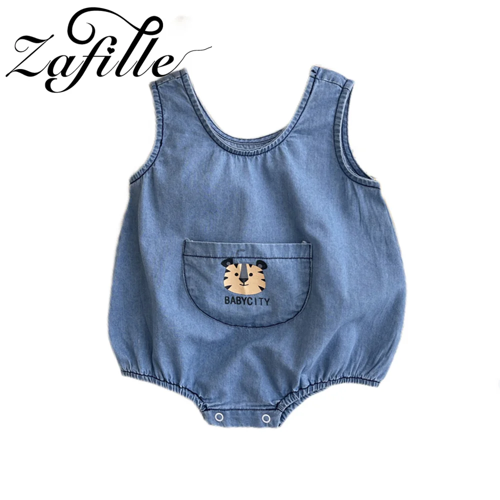 

ZAFILLE Denim Romper Baby Sleeveless Clothes 0-2Y Kids Newborn Girls Overalls Solid Toddler Costume Summer Boy Children Clothing