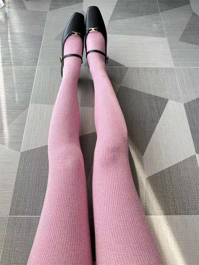 Модные корейские чулки блестящие золотые колготки сексуальные трикотажные