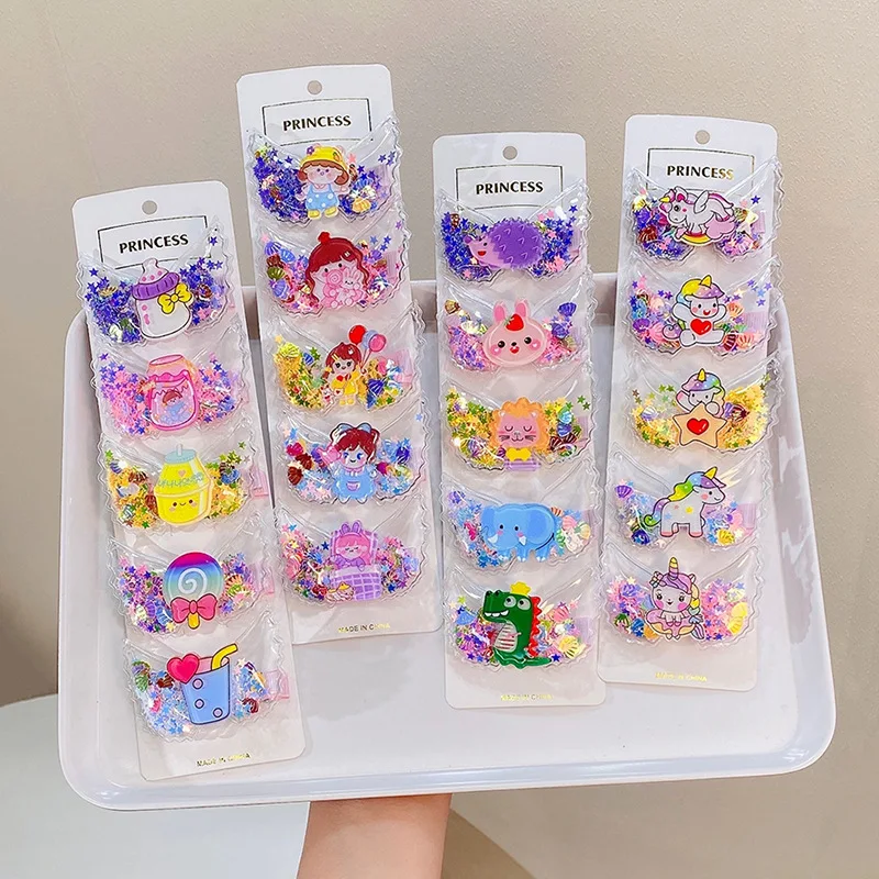 

5pcs Transparent PVC Hairclips Children's Cartoon Wings Sweet Princess Hairpin Cute Kids Girl Bangs Hair Clip