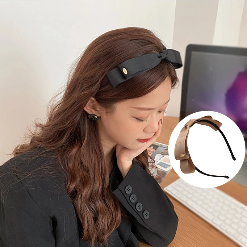 

Vintage Elegant Hairbands Small Bowknot Hair Hoop Sweet Headband Double Layers Bows Thin Head Hoop Hair Accessories Headwear