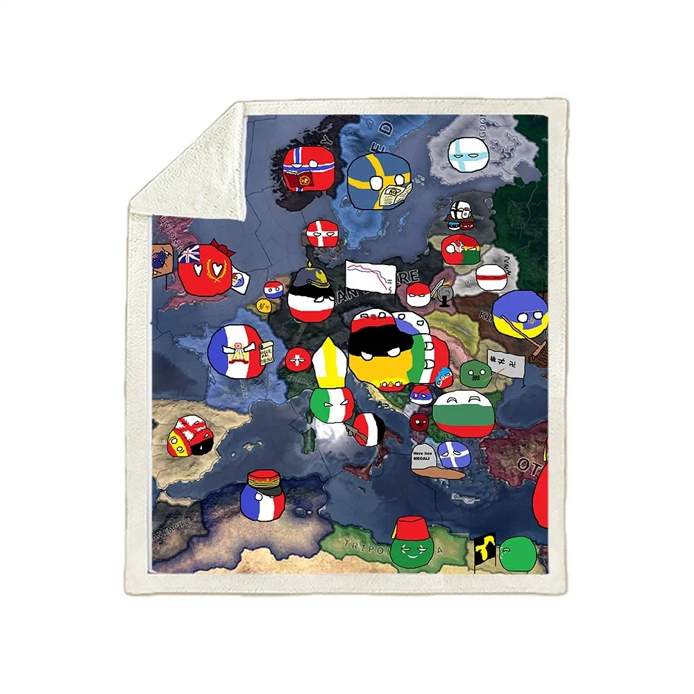 Liaseo 3D одеяла с рисунком коралловый бархатный пейзажный мяч Polandballs аниме домашнее