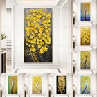 Современная картина маслом, напечатанная на холсте Золотая желтая богатая елка, цветочное растение, фотография стены для гостиной