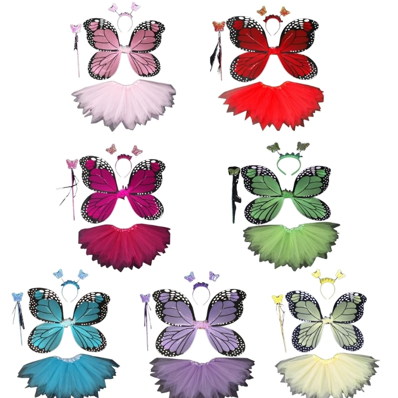

4Pcs Girls Fairy Costume Set for Kid Birthday Party Halloween Christmas Age 3-6