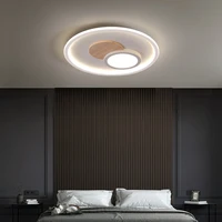 Modern Real Wood LED Ceiling Lamps Decorative Indoor Lamp Panels for Living Room Bedroom Corridor Luminaire Round Lighting Lamp