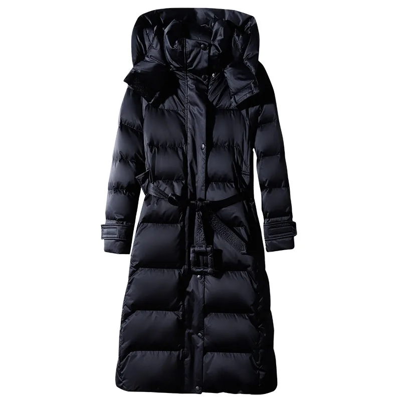 

Vrouwen Lange, шнуровка, Capuchon Donsjack, Rits, Puffer, Zwart, верблюд, тонкий, 4XL10XL Jas