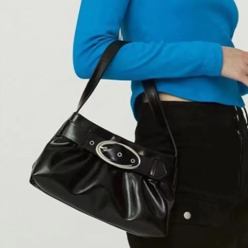 

Buckle All-match Solid Color Minority Design Crescent Bag Shoulder Bags Women Tote Bags INS Underarm Bags Small Purses
