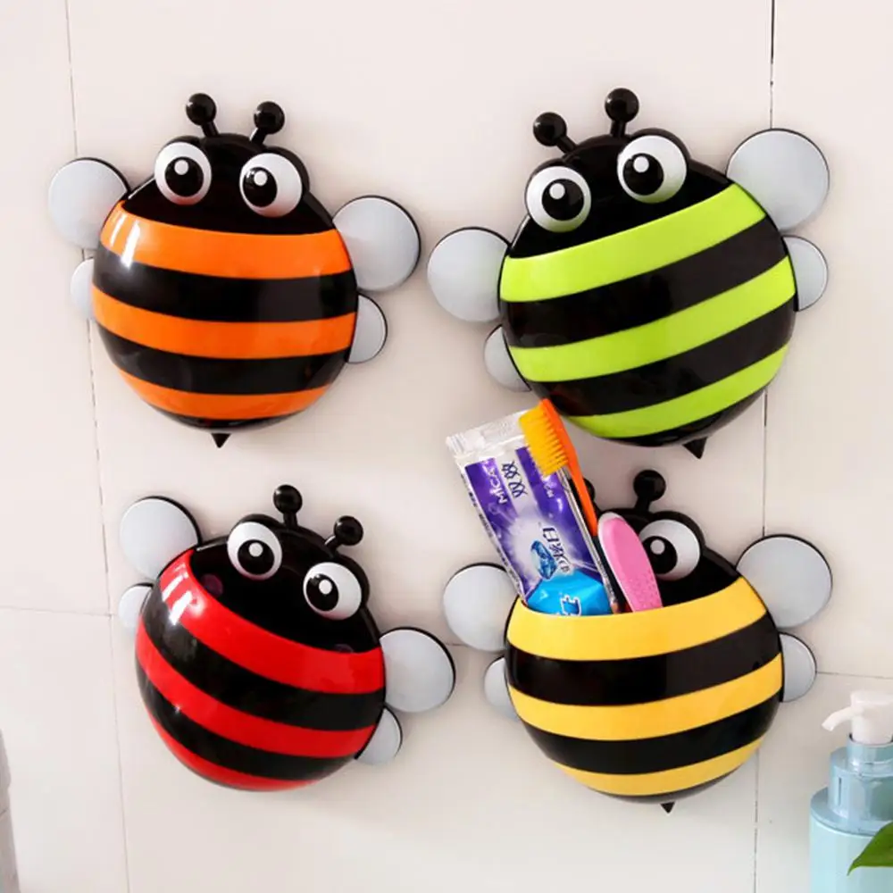 

Cute Bees Toothbrush Holder Cartoon Toiletries Toothpaste Holder Wall Suction Tooth Brush Container Organizer Bathroom Sets Cup